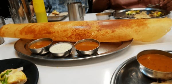 Authentic South Indian dosa with chutneys
